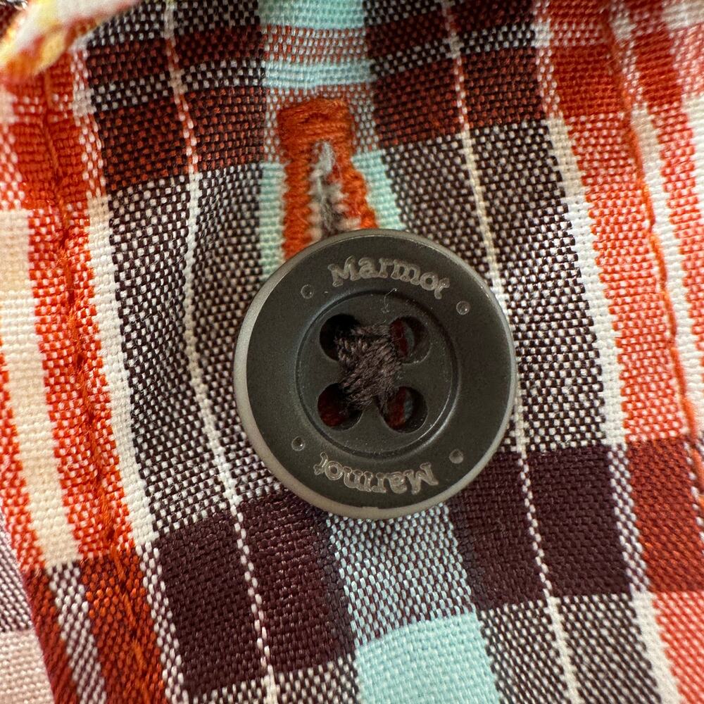 Marmot Short‎ Sleeve Orange Plaid Button Down Mens Shirt Size Large Outdoors - Picture 7 of 14
